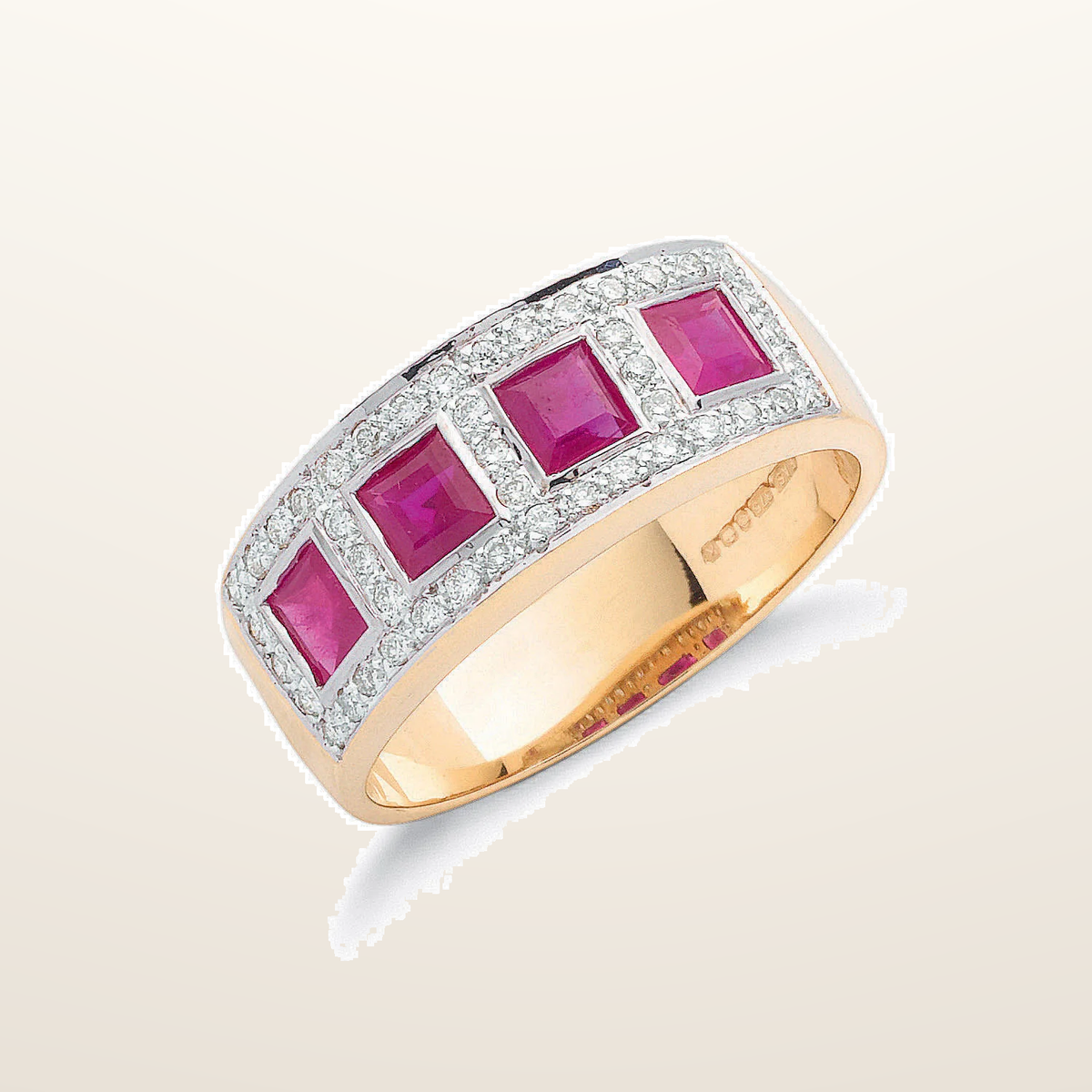 IT_ROLE:studio_clean | 9ct Yellow Gold 0.22ctw Diamond & 0.65ctw Ruby Eternity Ring