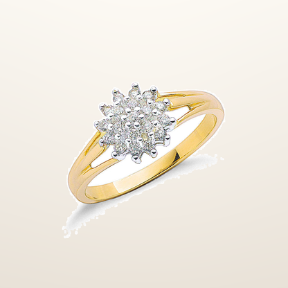 IT_ROLE:studio_clean | 9ct Yellow Gold 0.25ctw Diamond Cluster Ring