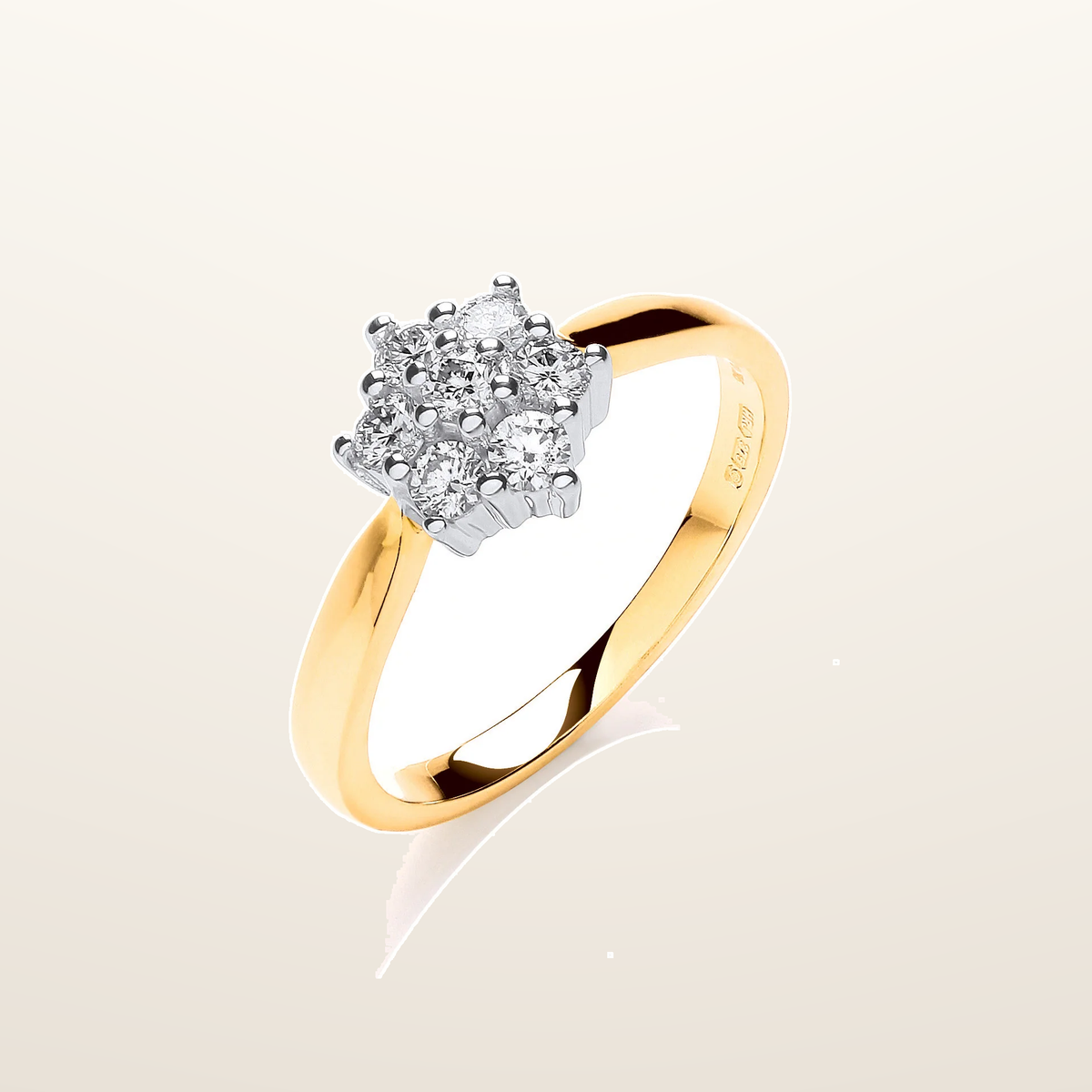 IT_ROLE:studio_clean | 9ct Yellow Gold 0.33ctw Diamond 7St Cluster Ring