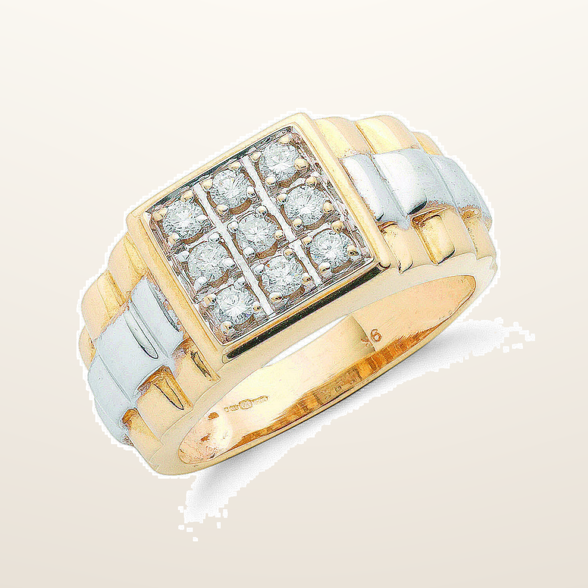 IT_ROLE:studio_clean | 9ct Yellow Gold 0.50ct 9 Stone Fancy Link Gents Diamond Ring