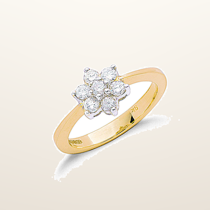IT_ROLE:studio_clean | 9ct Yellow Gold 0.50ctw Diamond Flower / Cluster Ring