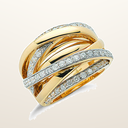 IT_ROLE:studio_clean | 9ct Yellow Gold 1.00ctw Diamond Crossover Ring