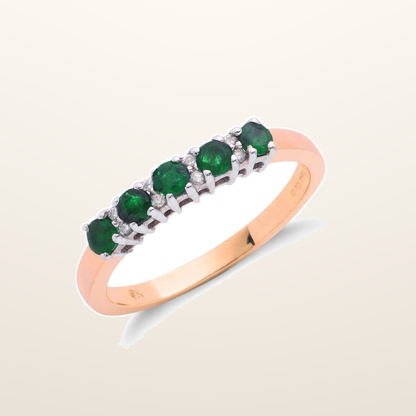 IT_ROLE:studio_clean | 9ct Yellow Gold 0.06ct Diamond & 0.50ct Emerald Eternity Ring