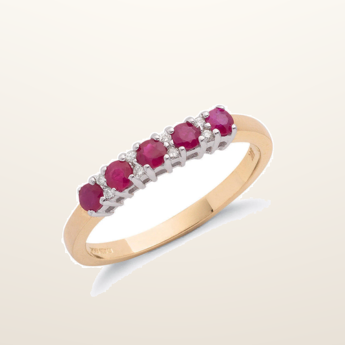IT_ROLE:studio_clean | 9ct Yellow Gold 0.06ct Diamond & 0.70ct Ruby Eternity Ring