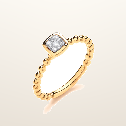 IT_ROLE:studio_clean | 9ct Yellow Gold 0.10ct Beaded Shank Square top Ring