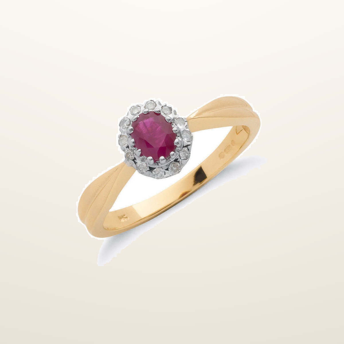 IT_ROLE:studio_clean | 9ct Yellow Gold 0.10ct Diamond & 0.50ct Ruby Cluster Ring
