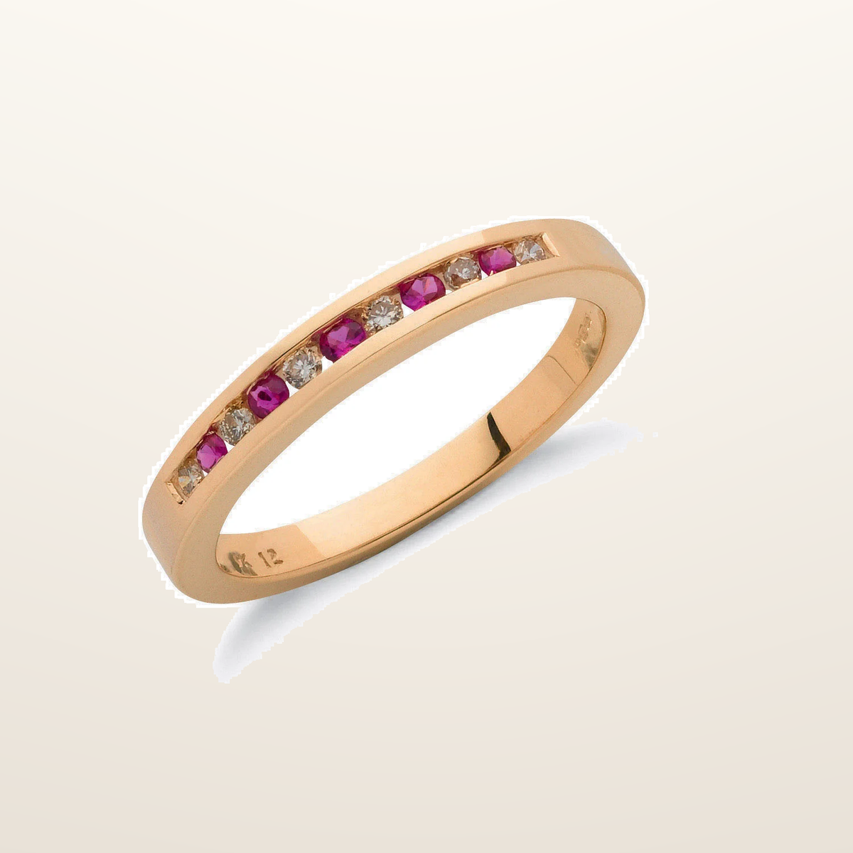IT_ROLE:studio_clean | 9ct Yellow Gold 0.12ct Diamond & 0.16ct Ruby Eternity Ring