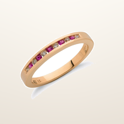 IT_ROLE:studio_clean | 9ct Yellow Gold 0.12ct Diamond & 0.16ct Ruby Eternity Ring