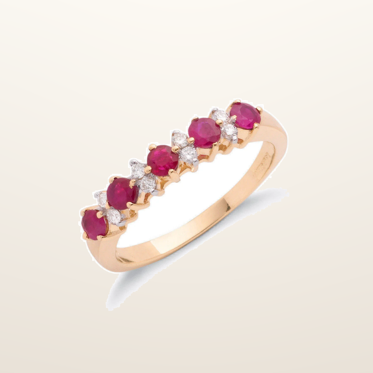 IT_ROLE:studio_clean | 9ct Yellow Gold 0.12ct Diamond & 0.65ct Ruby Eternity Ring