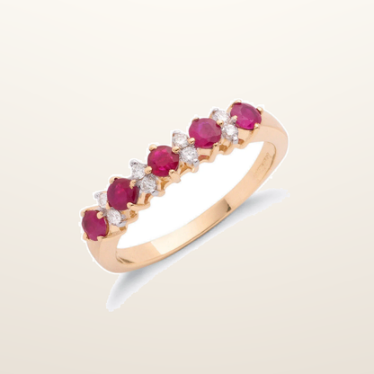 IT_ROLE:studio_clean | 9ct Yellow Gold 0.12ct Diamond & 0.65ct Ruby Eternity Ring