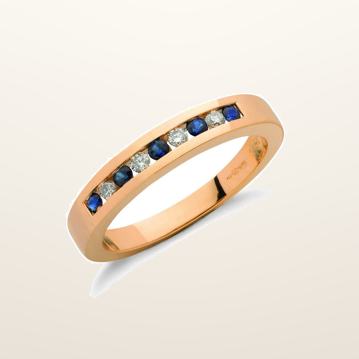 IT_ROLE:studio_clean | 9ct Yellow Gold 0.14ct Diamond & 0.31ct Blue Sapphire Eternity Ring