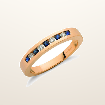IT_ROLE:studio_clean | 9ct Yellow Gold 0.14ct Diamond & 0.31ct Blue Sapphire Eternity Ring