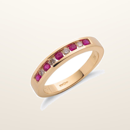 IT_ROLE:studio_clean | 9ct Yellow Gold 0.14ct Diamond & 0.31ct Ruby Eternity Ring