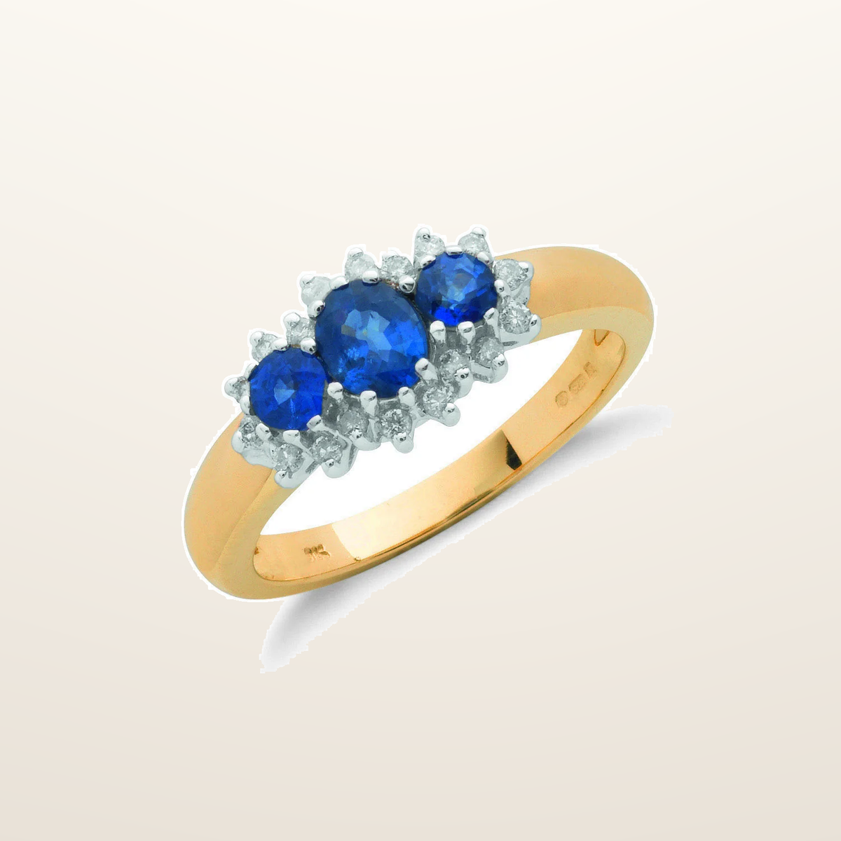IT_ROLE:studio_clean | 9ct Yellow Gold 0.18ct Diamond & 0.90ct Sapphire Cluster Ring