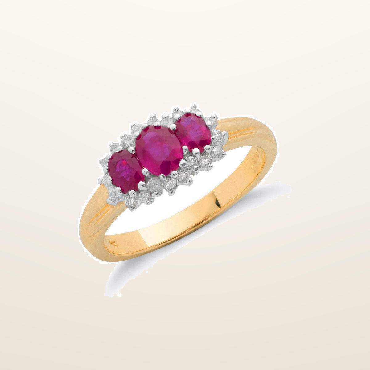 IT_ROLE:studio_clean | 9ct Yellow Gold 0.20ct Diamond & 0.85ct Ruby Cluster Ring