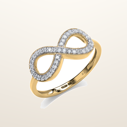 IT_ROLE:studio_clean | 9ct Yellow Gold 0.20ct Diamond Infinity Dress Style Ring