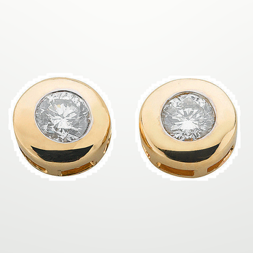 9ct Yellow Gold 0.20ct Rubover Set Diamond Stud Earrings – studio view – Imperial Time