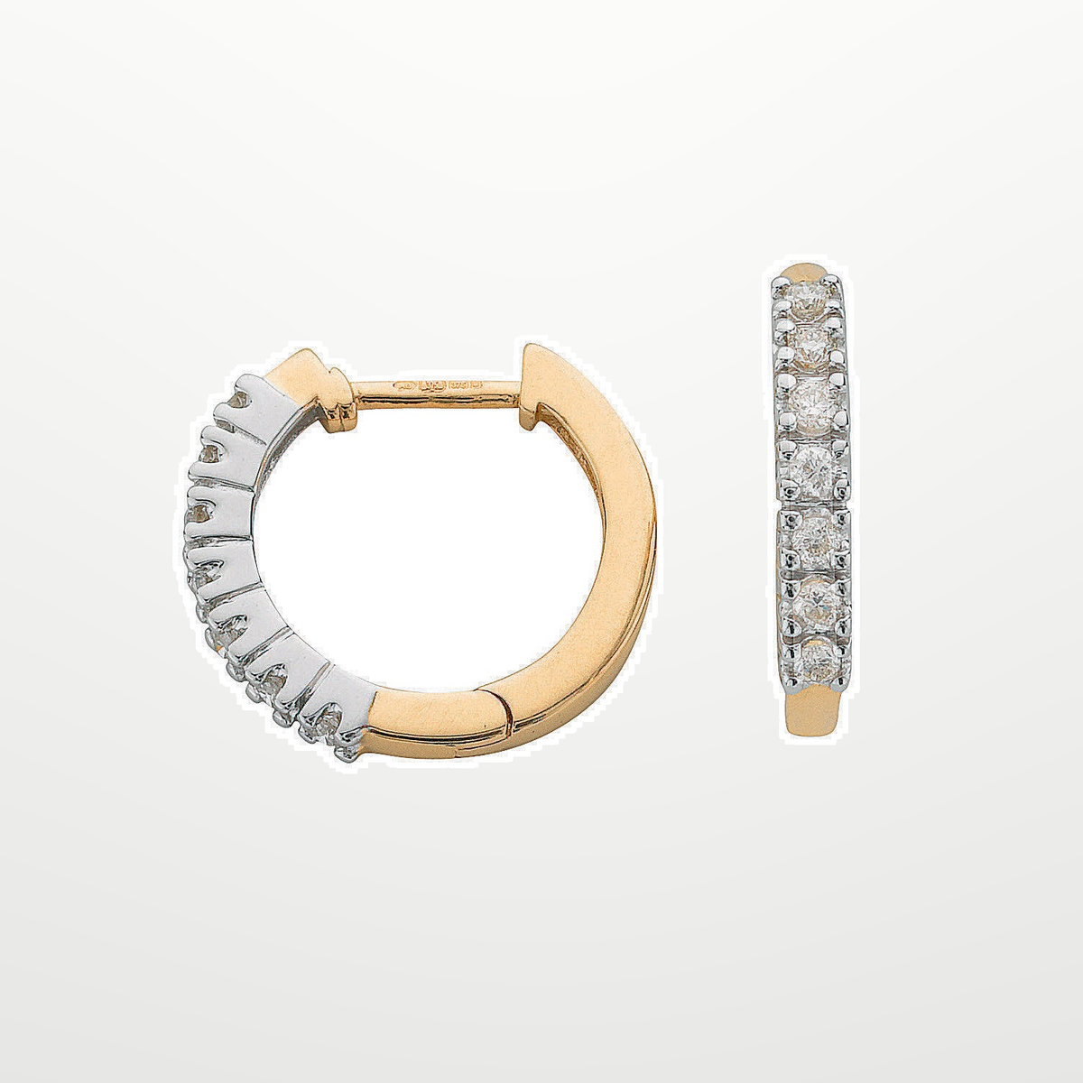 9ct Yellow Gold 0.25ct Diamond Earrings – studio view – Imperial Time