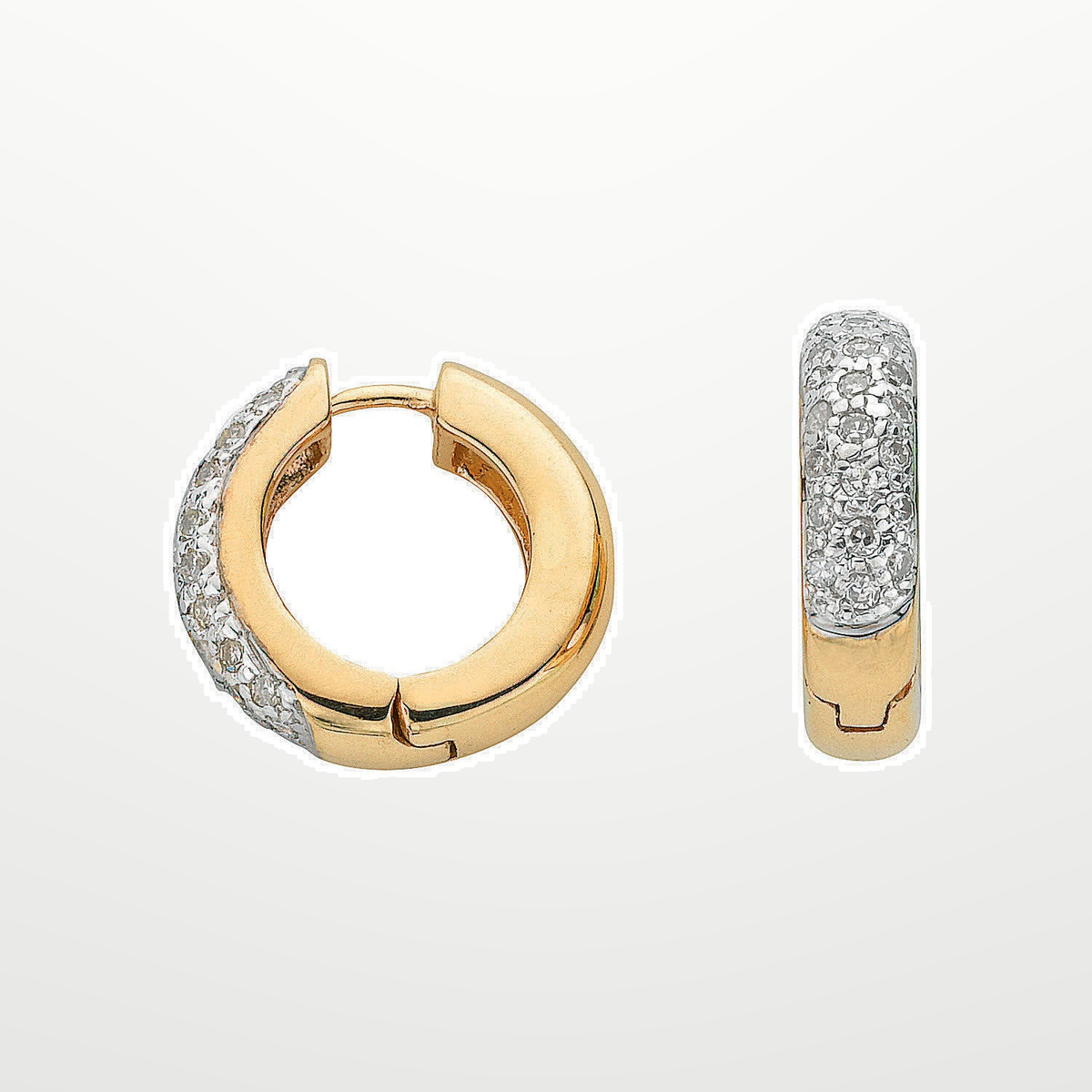 9ct Yellow Gold 0.25ct Diamond Earrings – studio view – Imperial Time