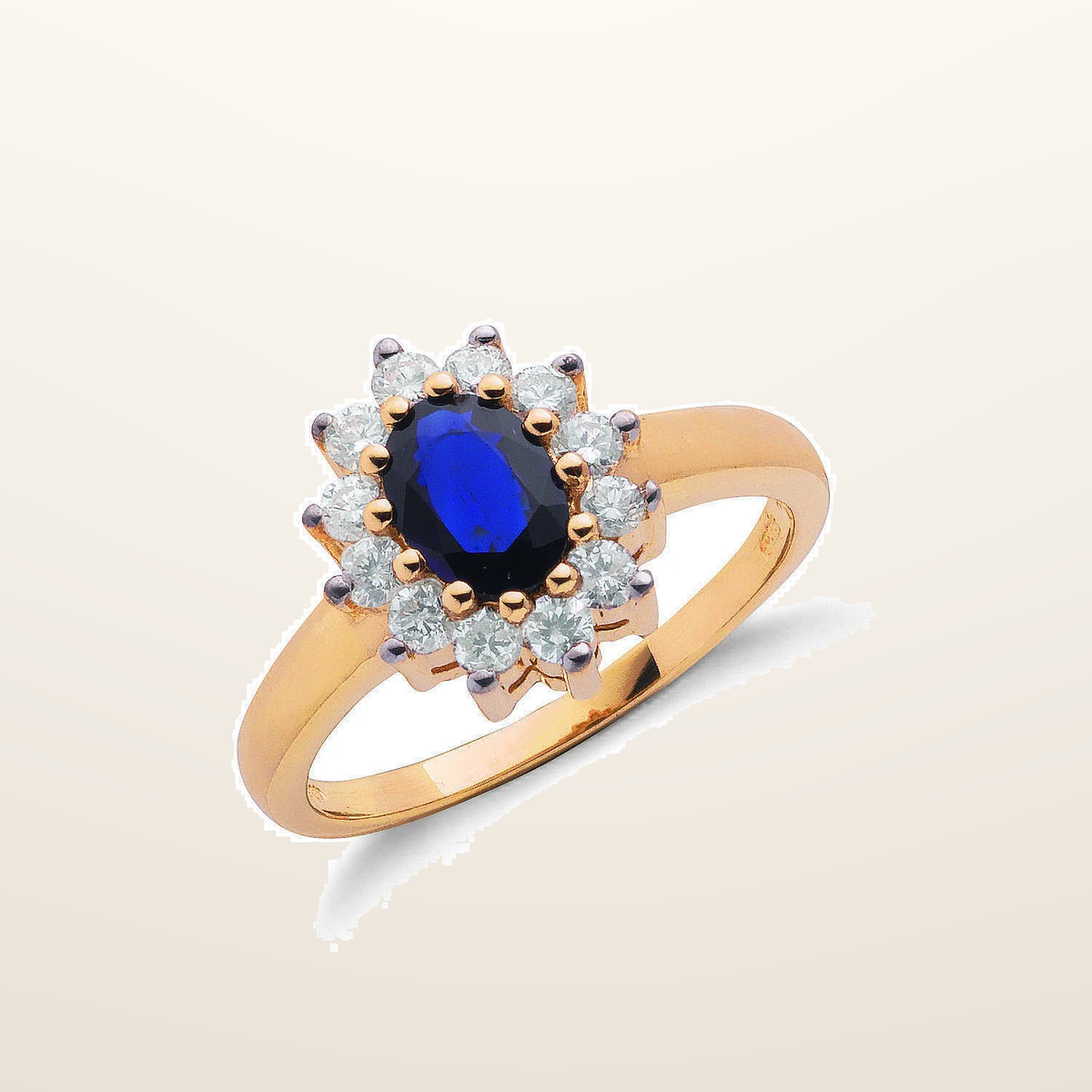 IT_ROLE:studio_clean | 9ct Yellow Gold 0.40ct Diamond & 0.72ct Sapphire Cluster Ring