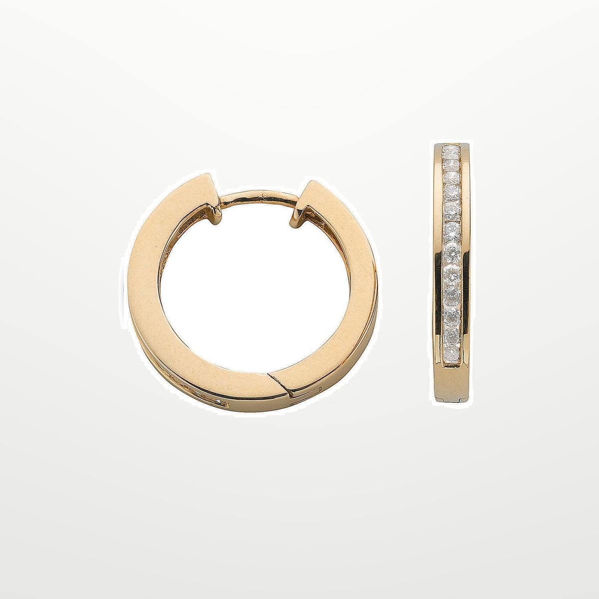 9ct Yellow Gold 0.50ct Diamond Hoop Earrings – studio view – Imperial Time