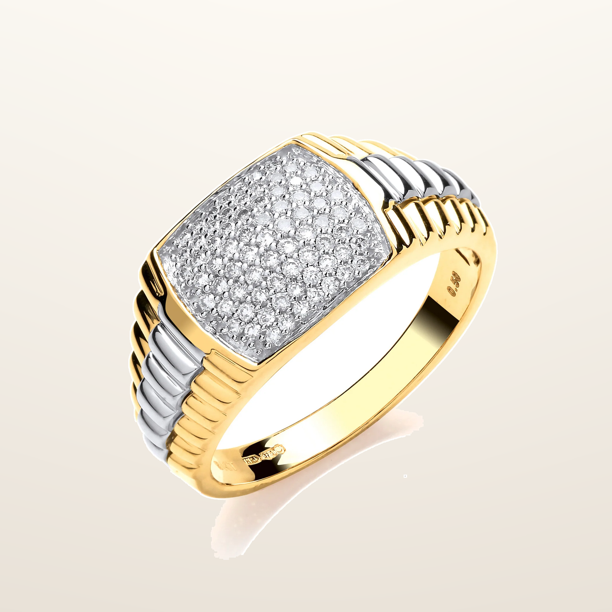 IT_ROLE:studio_clean | 9ct Yellow Gold 0.50ct Fancy Link Gents Diamond Ring
