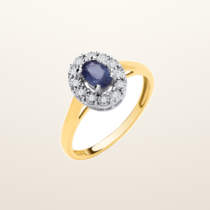 IT_ROLE:studio_clean | 9ct Yellow Gold 0.55ct Sapphire & 0.05ct Diamond Cluster Ring
