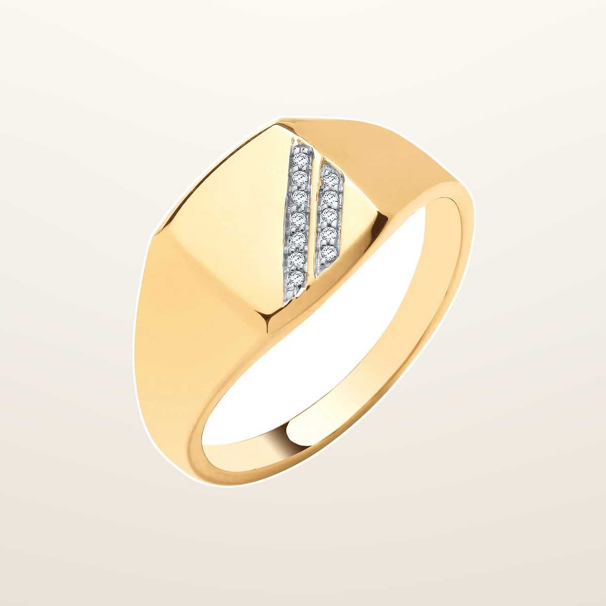 IT_ROLE:studio_clean | 9ct Yellow gold signet ring 0.05ct Diamond Ring
