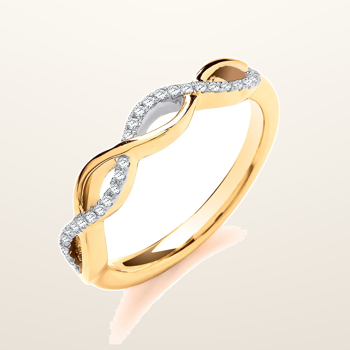 IT_ROLE:studio_clean | 9ct Yellow Gold 0.10ctw Entwined Diamond Ring