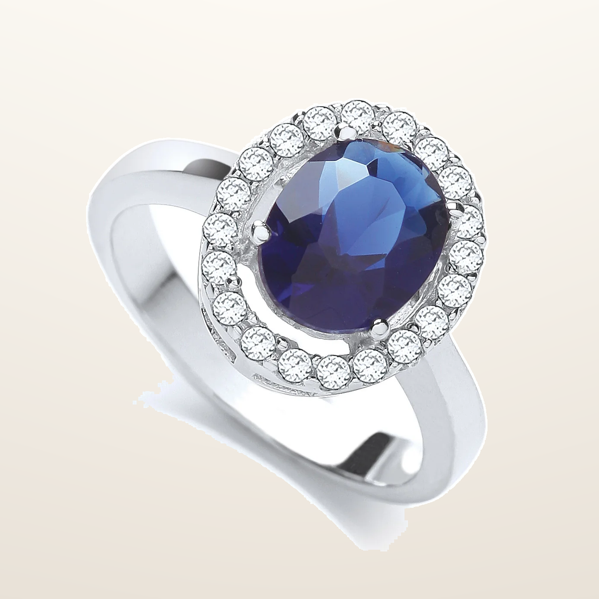 IT_ROLE:studio_clean | Blue Oval Cubic Zirconia Cluster Ring
