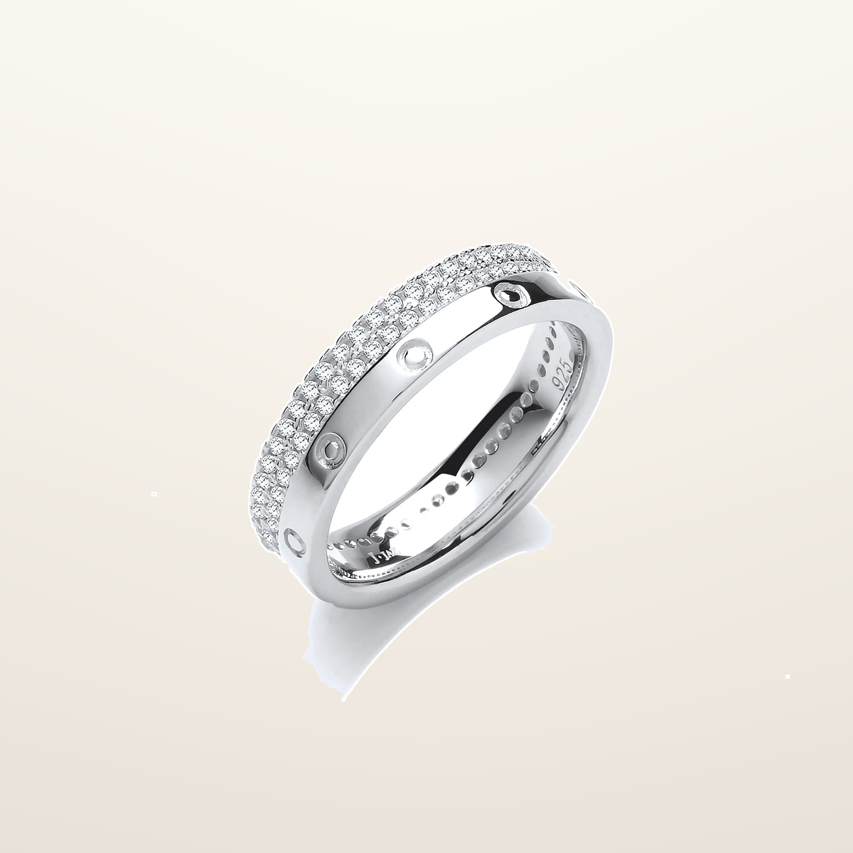 IT_ROLE:studio_clean | Double row Micro Pave Cubic Zirconia Fancy Silver Ring