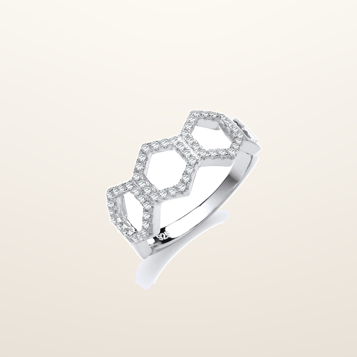 IT_ROLE:studio_clean | Honeycomb Style Micro Pave Cubic Zirconia Silver Ring