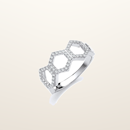 IT_ROLE:studio_clean | Honeycomb Style Micro Pave Cubic Zirconia Silver Ring