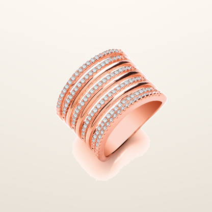 IT_ROLE:studio_clean | Micro Pave 9 Rows, Rose Coated Silver Ladies Ring