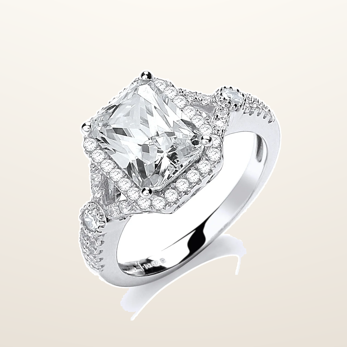 IT_ROLE:studio_clean | Micro Pave' Emerald Cut Centre Cubic Zirconia Ring