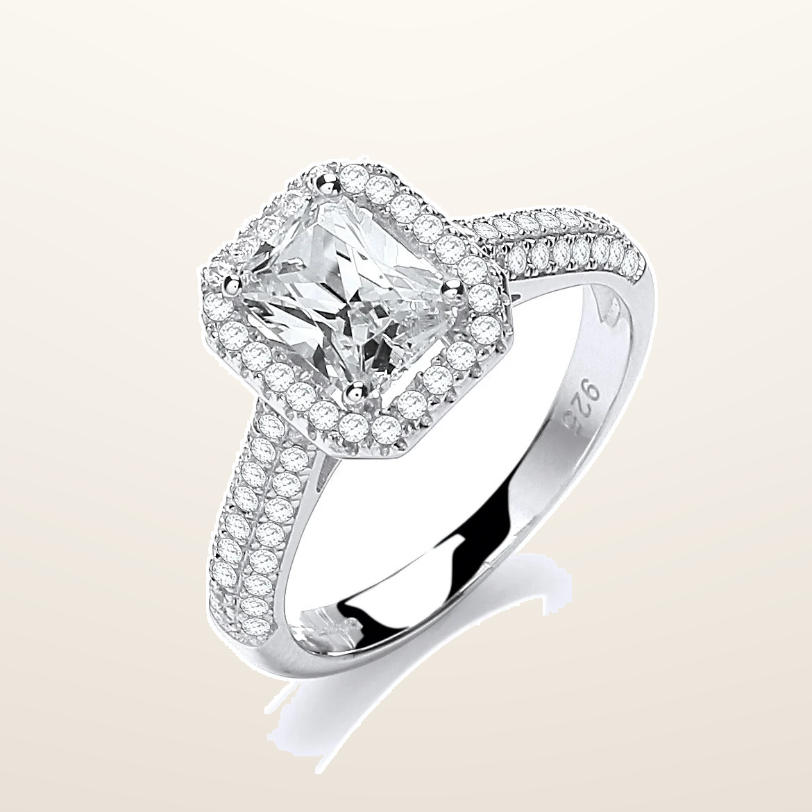 IT_ROLE:studio_clean | Micro Pave' Emerald Cut Centre with Shoulder Cubic Zirconia's Ring