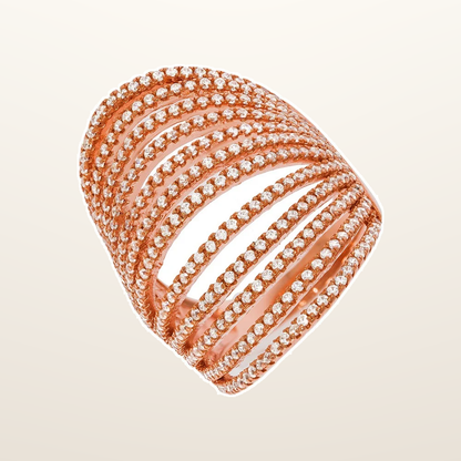 IT_ROLE:studio_clean | Micro Pave' Rose Coated & Silver 12 Row's of Cubic Zirconia Ring