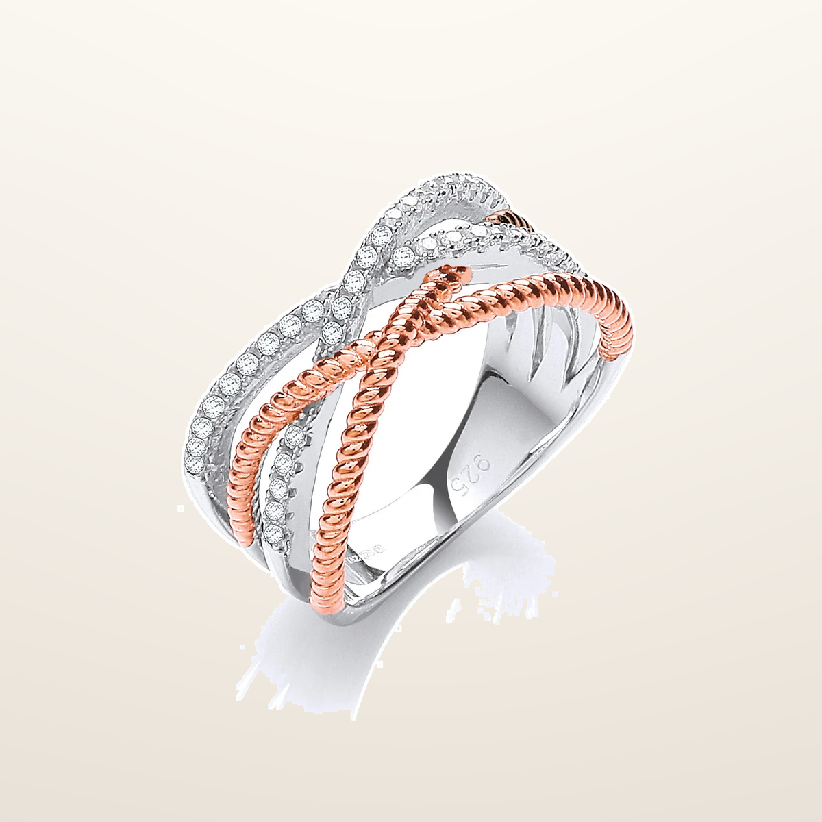 IT_ROLE:studio_clean | Micro Pave' Rose Coated & Silver Cubic Zirconia Ring