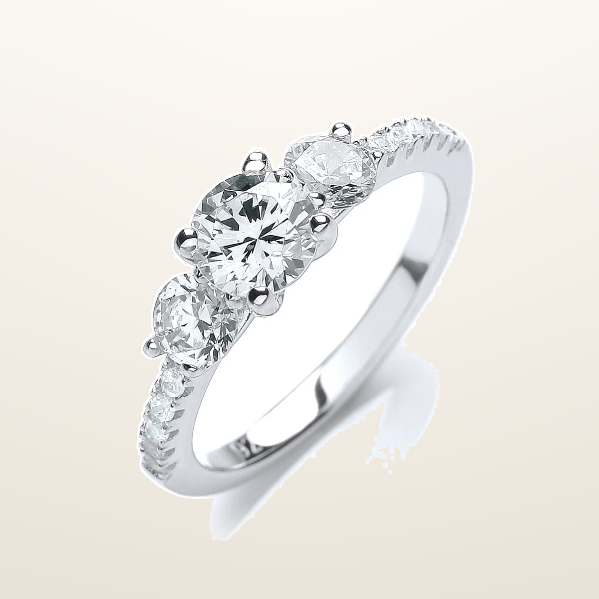 IT_ROLE:studio_clean | Micro Pave' Trilogy Ring & Cubic Zirconia on Shoulder