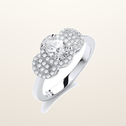 IT_ROLE:studio_clean | Micro Pave' Trilogy with Centre Cubic Zirconia Ring