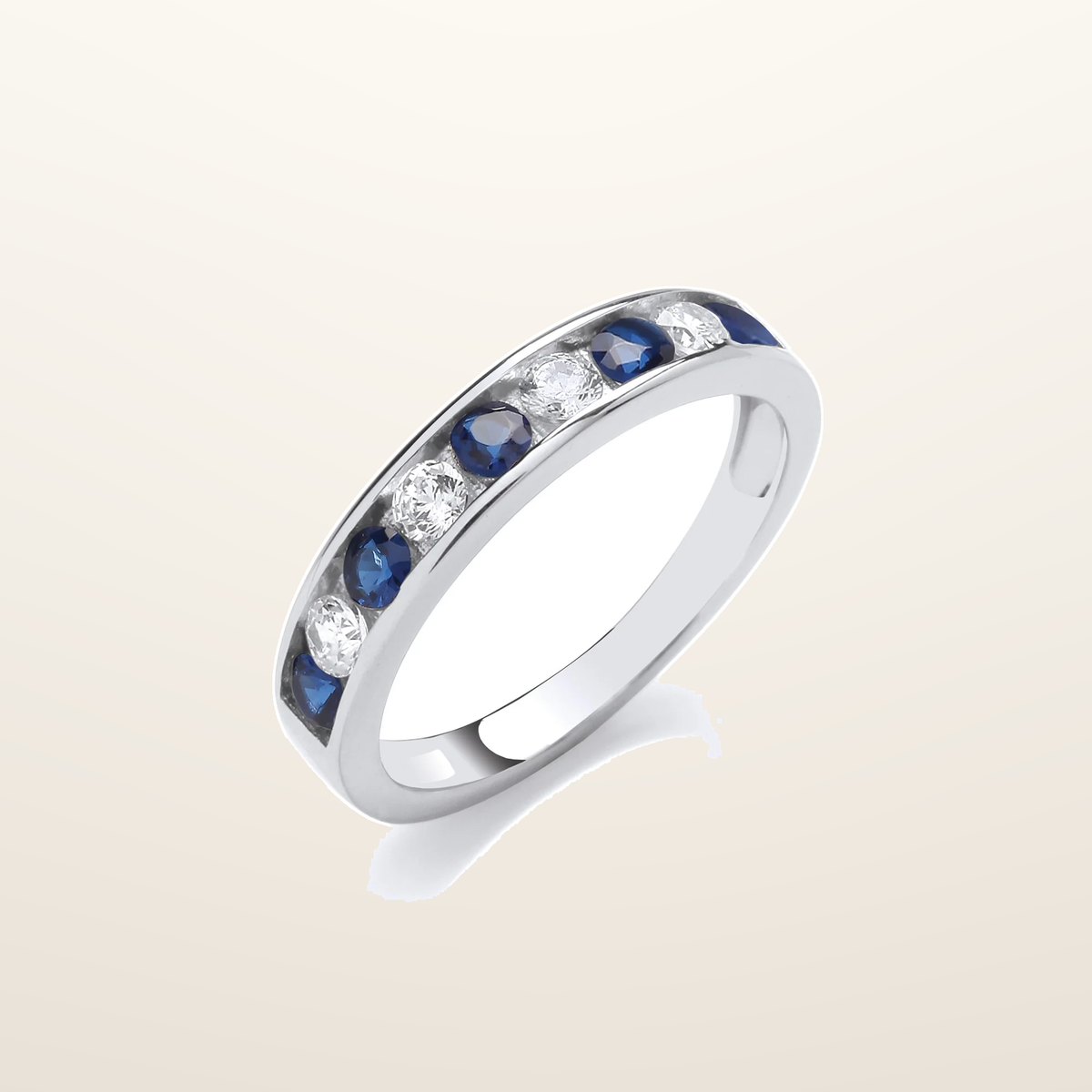 IT_ROLE:studio_clean | Sapphire Blue & Clear Cubic Zirconia Half ET Silver Ring