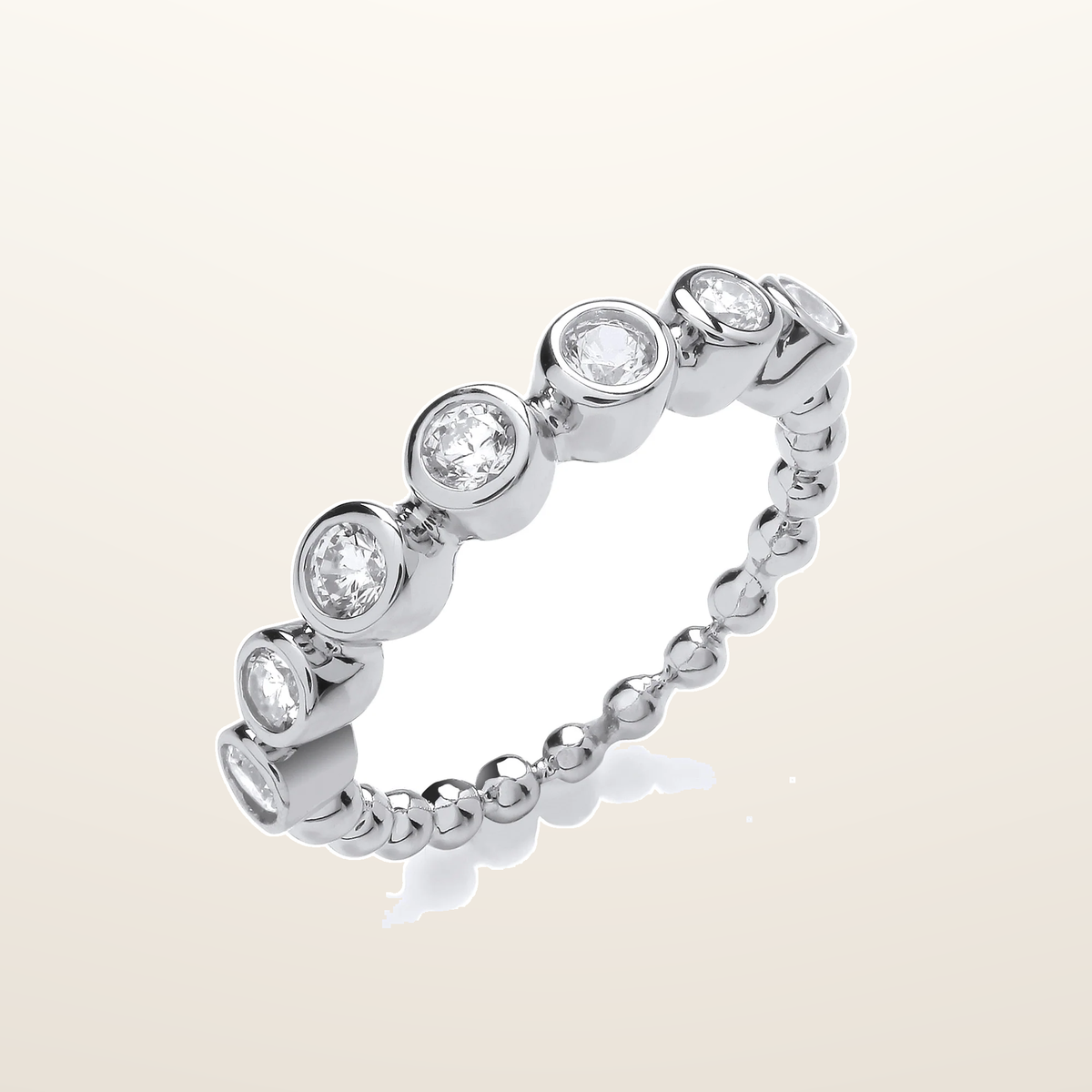 IT_ROLE:studio_clean | Seven Cubic Zirconias Beaded Silver Ring