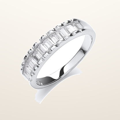IT_ROLE:studio_clean | Silver 10 Baguettes Cubic Zirconia Half ET Ring