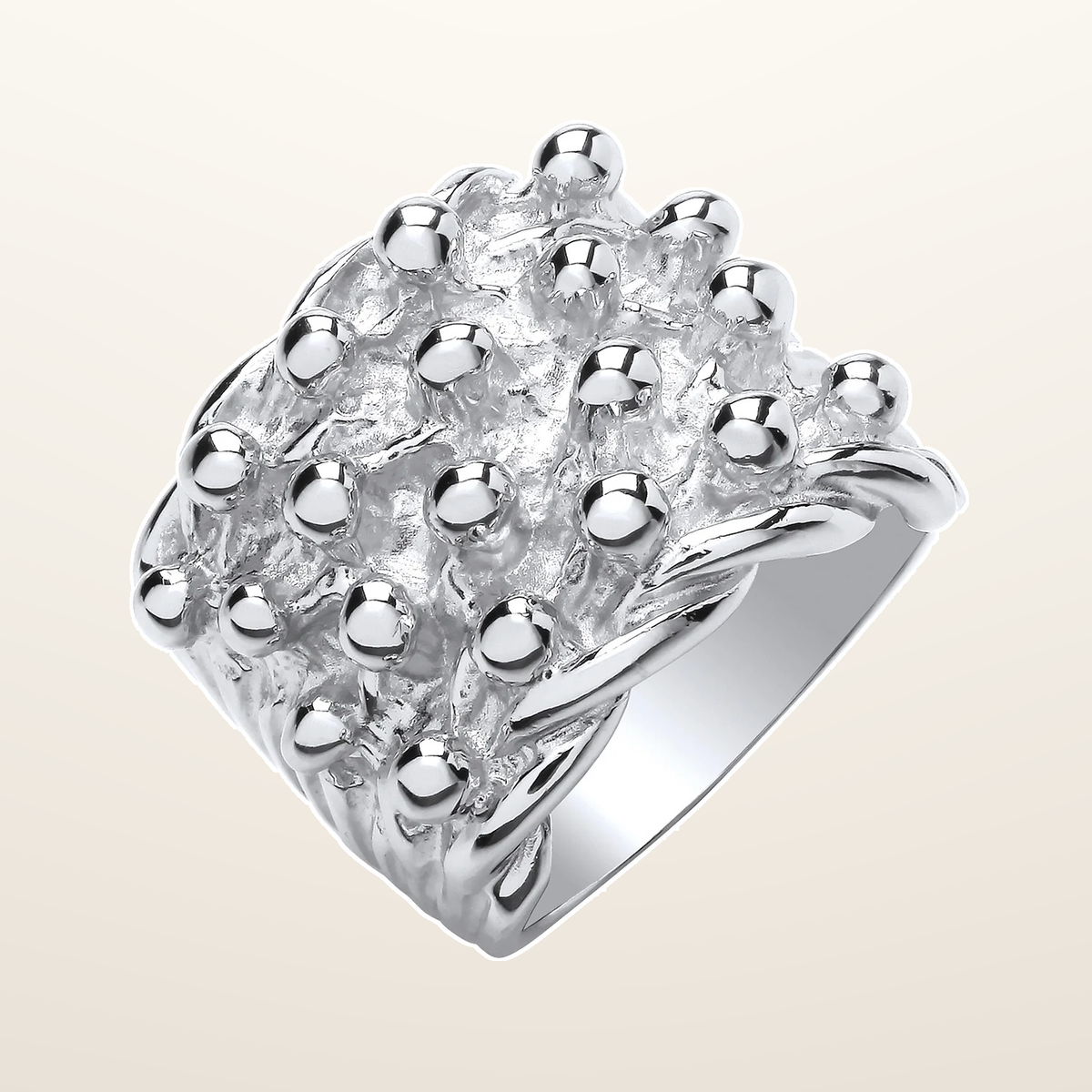 IT_ROLE:studio_clean | Silver 4 Row Keeper, Woven Back Large Ring