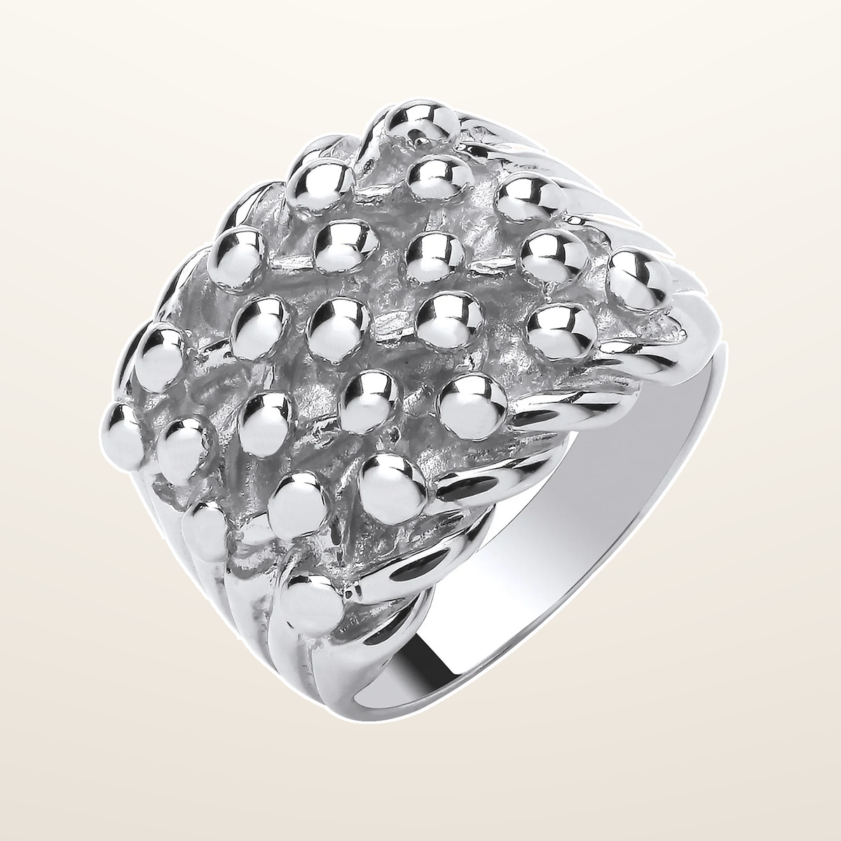 IT_ROLE:studio_clean | Silver 5 Row Keeper, Woven Back Ring