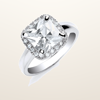 IT_ROLE:studio_clean | Silver Asscher Cut with Cubic Zirconia Surrounding Ring