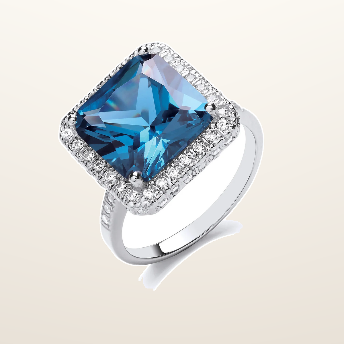 IT_ROLE:studio_clean | Silver Blue Colour Cubic Zirconia Cluster Ring