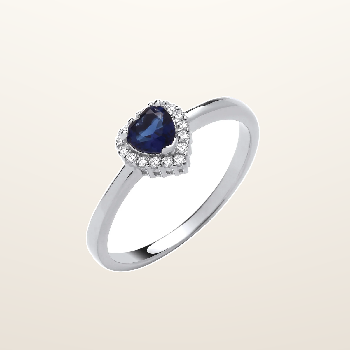 IT_ROLE:studio_clean | Silver Blue Cubic Zirconia Heart Ring