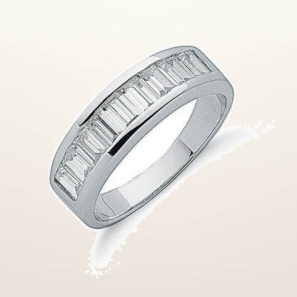 IT_ROLE:studio_clean | Silver Channel Set Baguette Cut Cubic Zirconia Half Eternity Ring