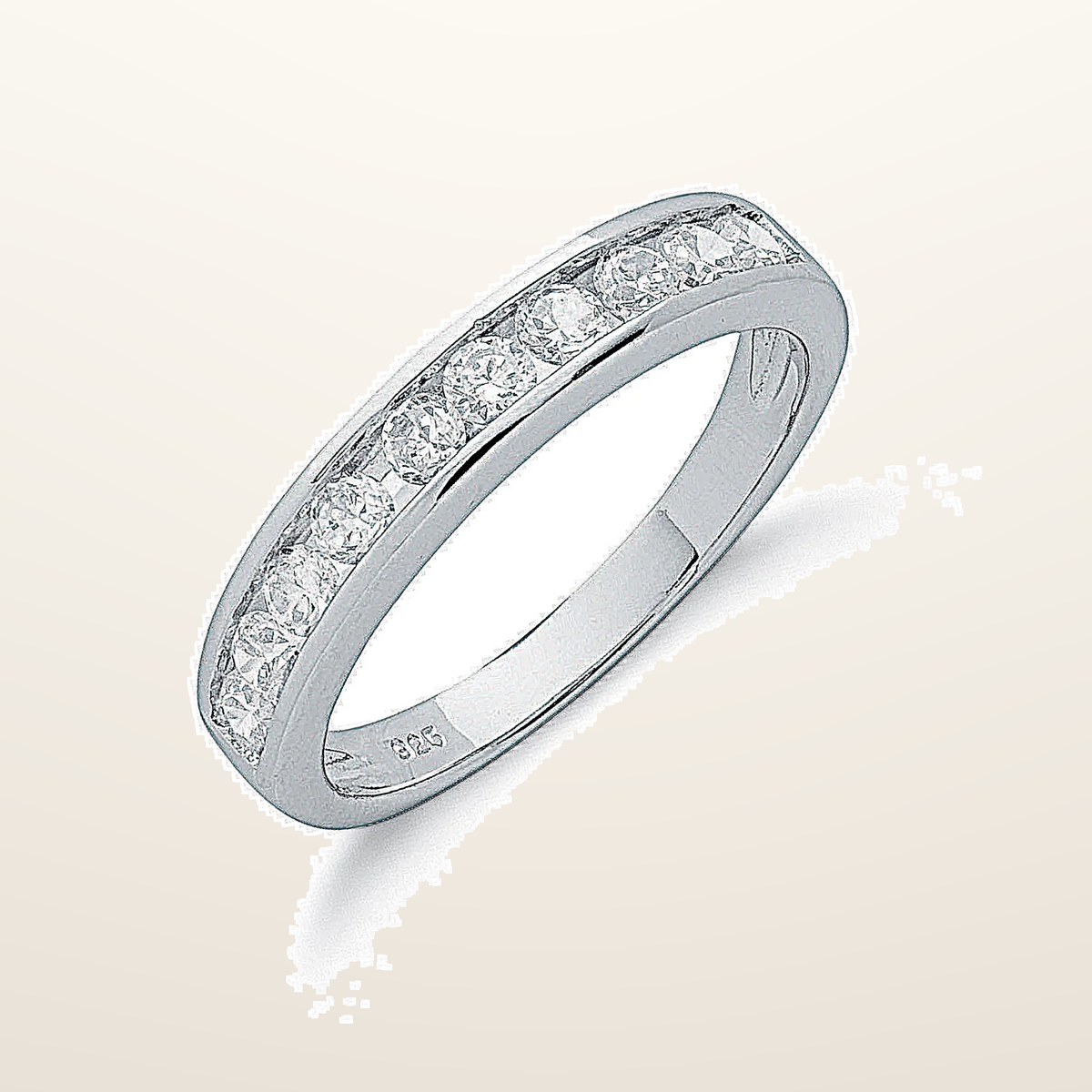 IT_ROLE:studio_clean | Silver Channel Set Cubic Zirconia Half Eternity Ring
